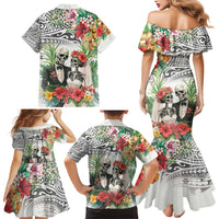 Skeleton Love for Valentine’s Day Family Matching Mermaid Dress and Hawaiian Shirt Polynesian Tribal Love Forever