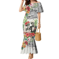 Skeleton Love for Valentine’s Day Family Matching Mermaid Dress and Hawaiian Shirt Polynesian Tribal Love Forever