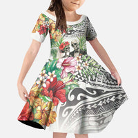 Skeleton Love for Valentine’s Day Family Matching Tank Maxi Dress and Hawaiian Shirt Polynesian Tribal Love Forever