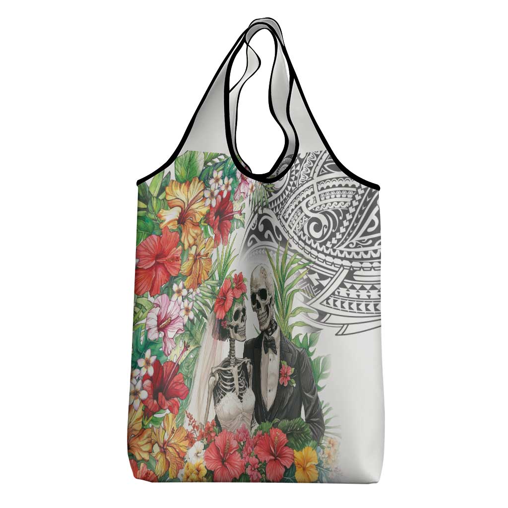 Skeleton Love for Valentine’s Day Grocery Bag Polynesian Tribal Love Forever