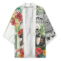 Skeleton Love for Valentines Day Kimono Polynesian Tribal Love Forever LT9 Unisex White - Polynesian Pride