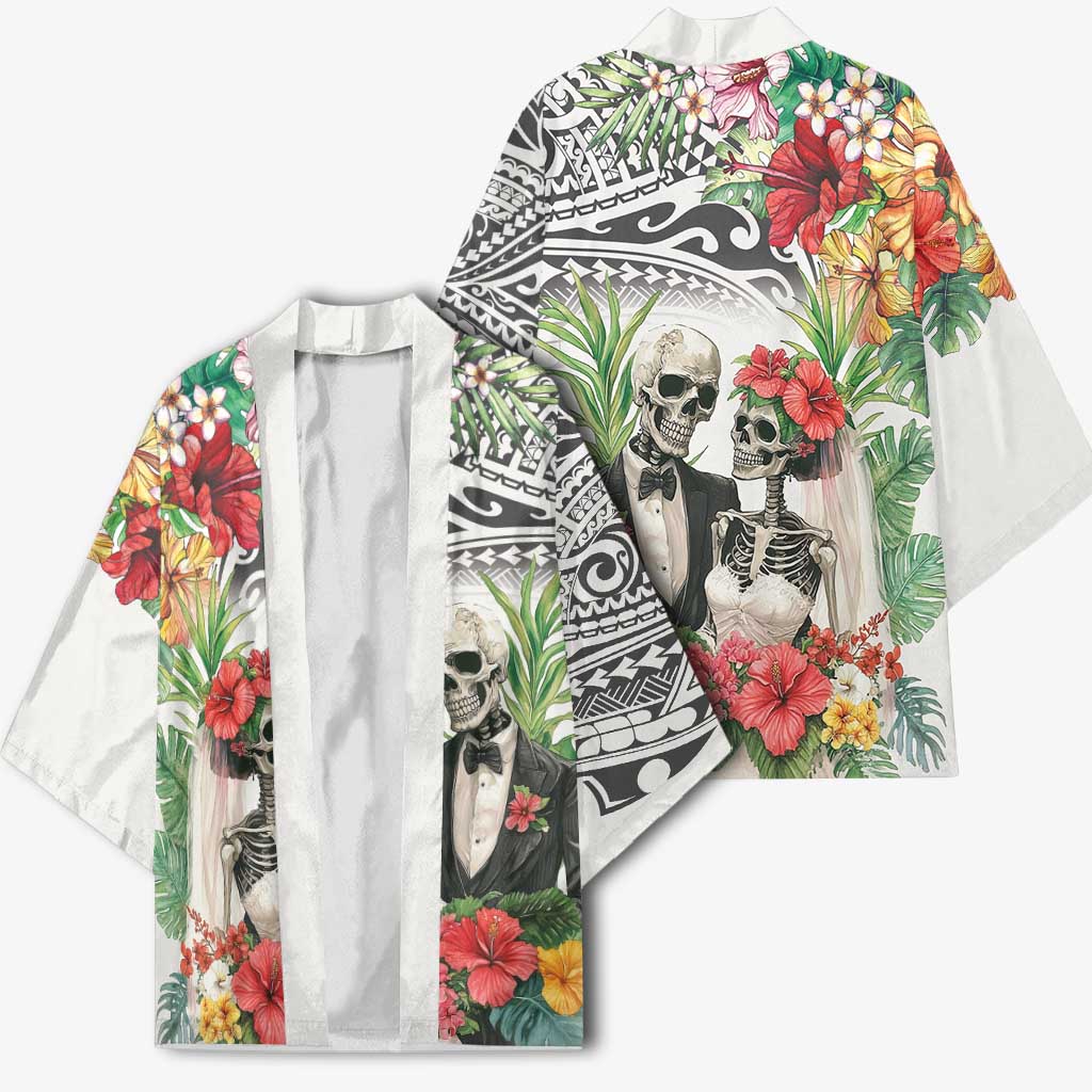 Skeleton Love for Valentines Day Kimono Polynesian Tribal Love Forever LT9 - Polynesian Pride