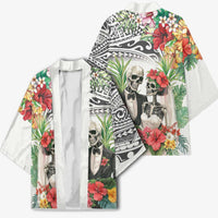 Skeleton Love for Valentines Day Kimono Polynesian Tribal Love Forever LT9 - Polynesian Pride