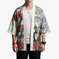 Skeleton Love for Valentines Day Kimono Polynesian Tribal Love Forever LT9 - Polynesian Pride