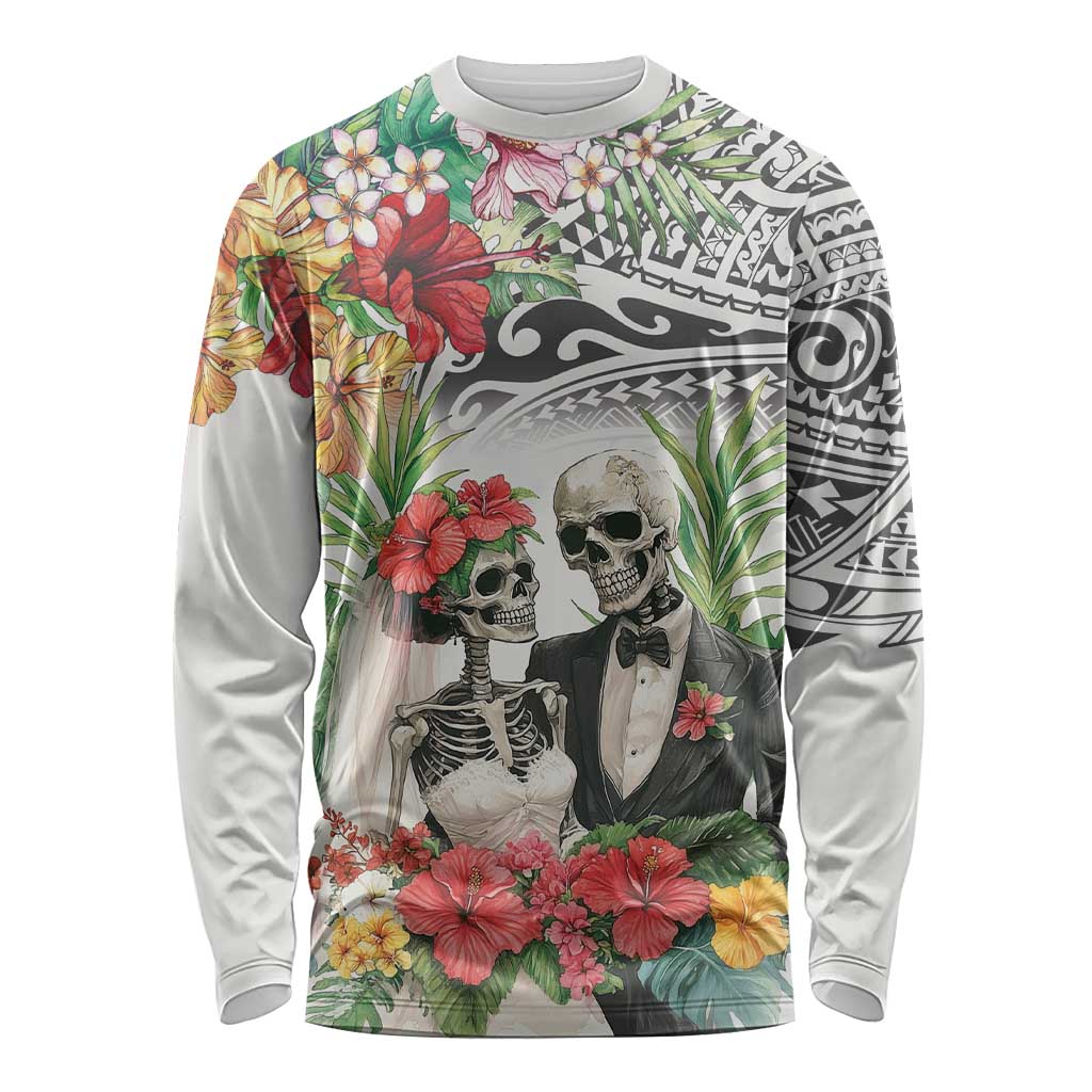 Skeleton Love for Valentine’s Day Long Sleeve Shirt Polynesian Tribal Love Forever