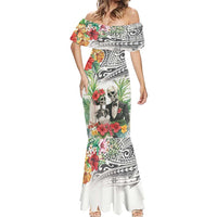 Skeleton Love for Valentine’s Day Mermaid Dress Polynesian Tribal Love Forever