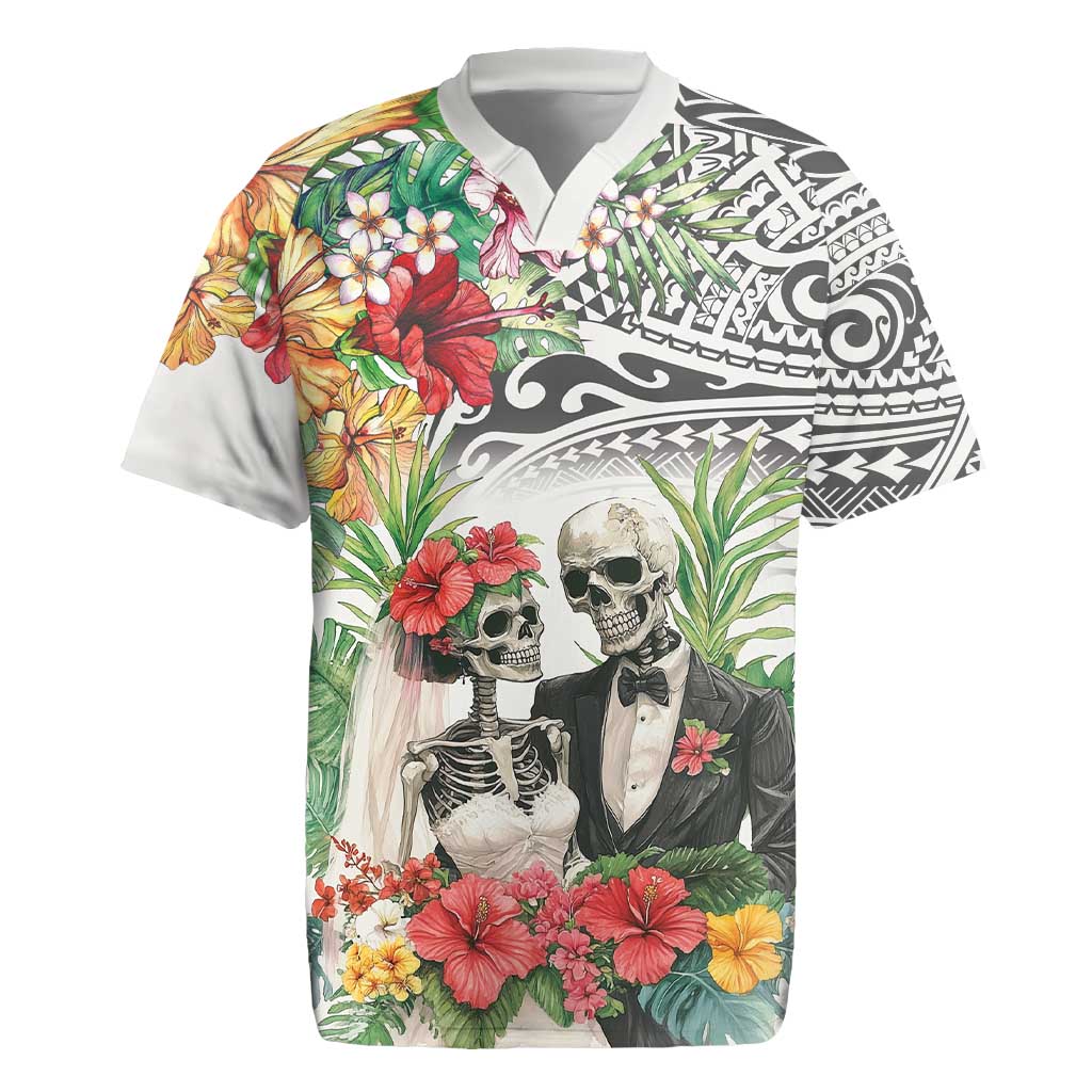 Skeleton Love for Valentine’s Day Rugby Jersey Polynesian Tribal Love Forever