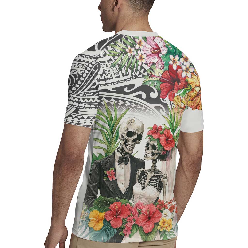 Skeleton Love for Valentine’s Day Rugby Jersey Polynesian Tribal Love Forever