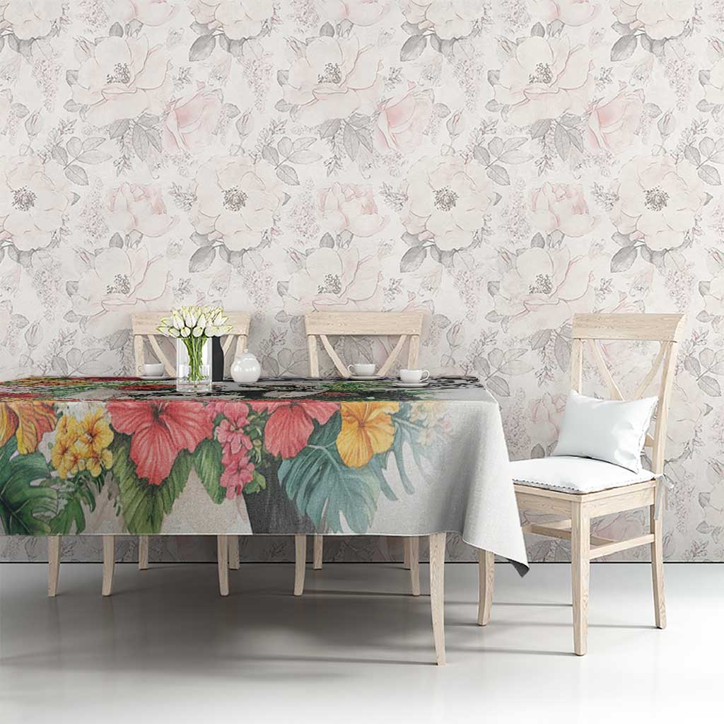 Skeleton Love for Valentine’s Day Tablecloth Polynesian Tribal Love Forever