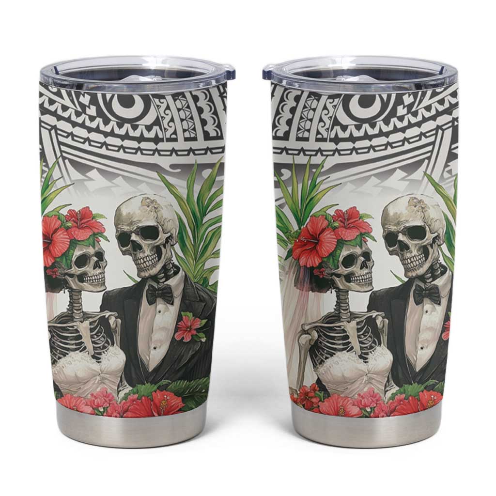 Skeleton Love for Valentine’s Day Tumbler Cup Polynesian Tribal Love Forever