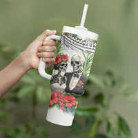 Skeleton Love for Valentine’s Day Tumbler With Handle Polynesian Tribal Love Forever