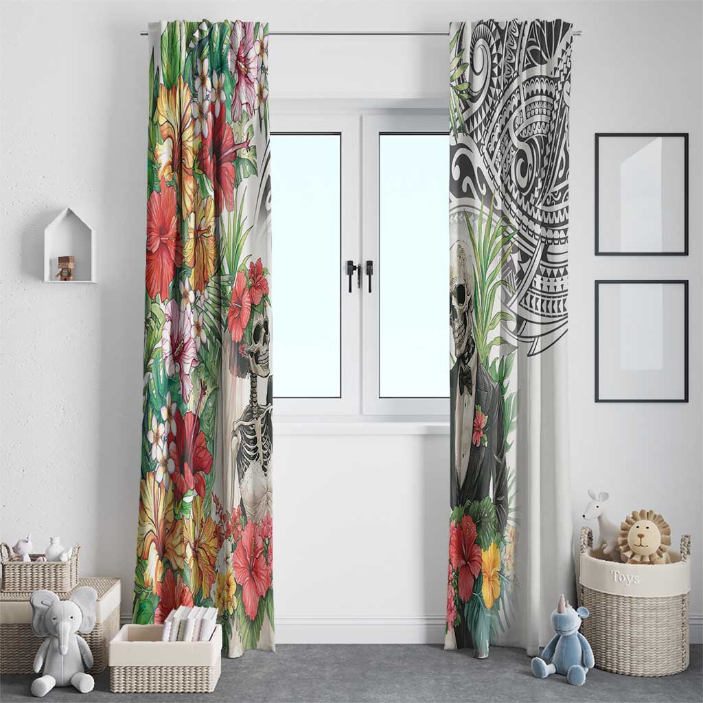 Skeleton Love for Valentine’s Day Window Curtain Polynesian Tribal Love Forever