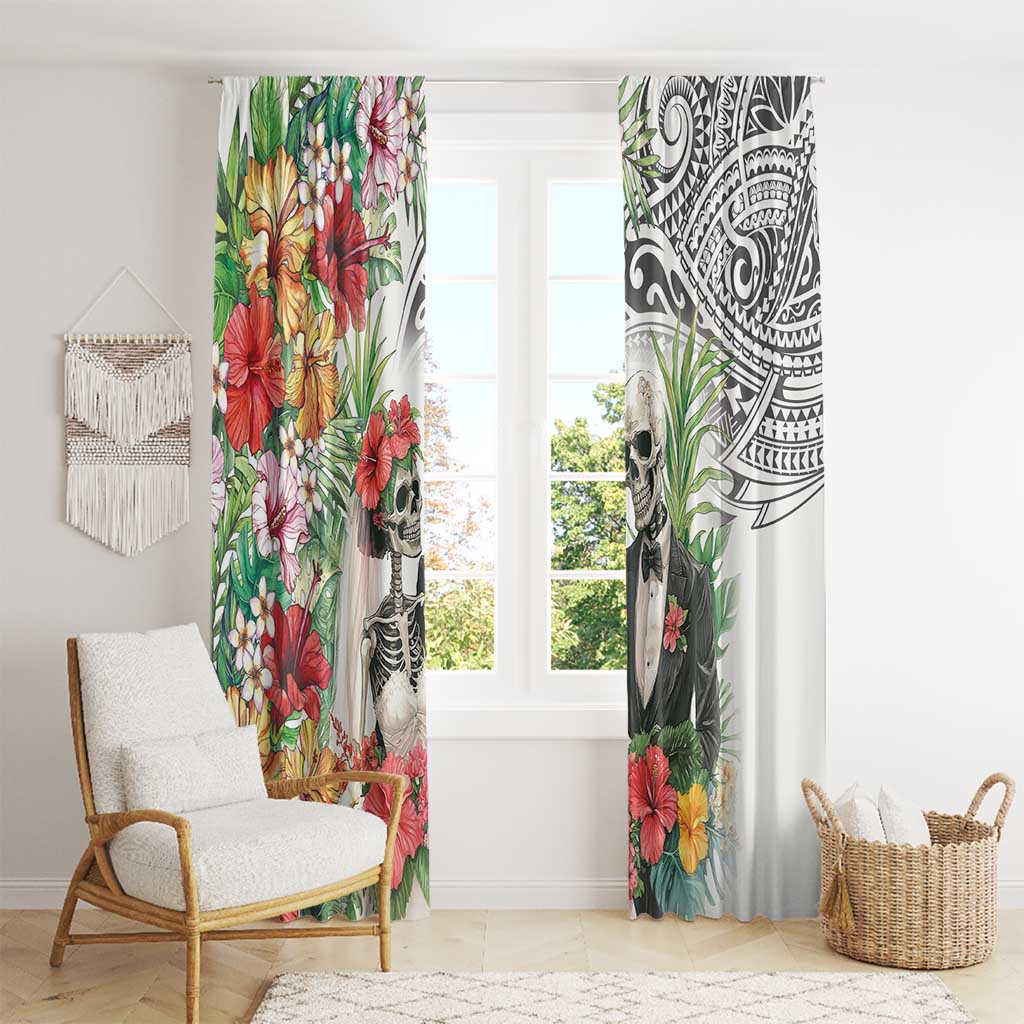 Skeleton Love for Valentine’s Day Window Curtain Polynesian Tribal Love Forever