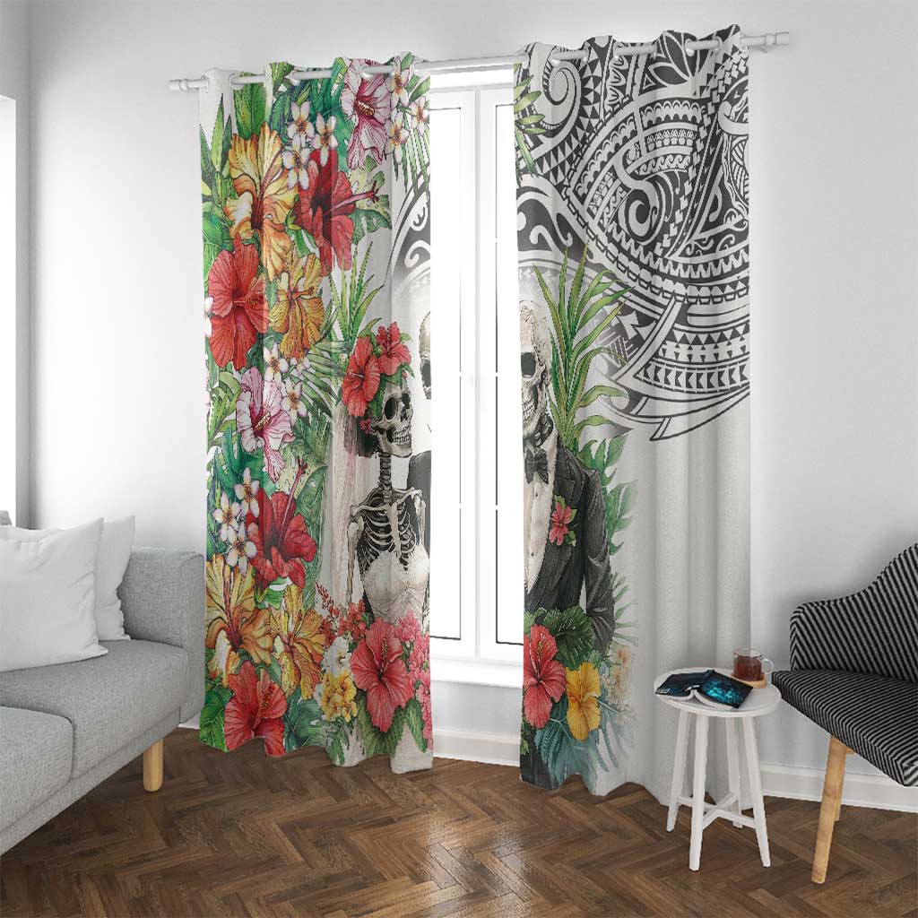 Skeleton Love for Valentine’s Day Window Curtain Polynesian Tribal Love Forever