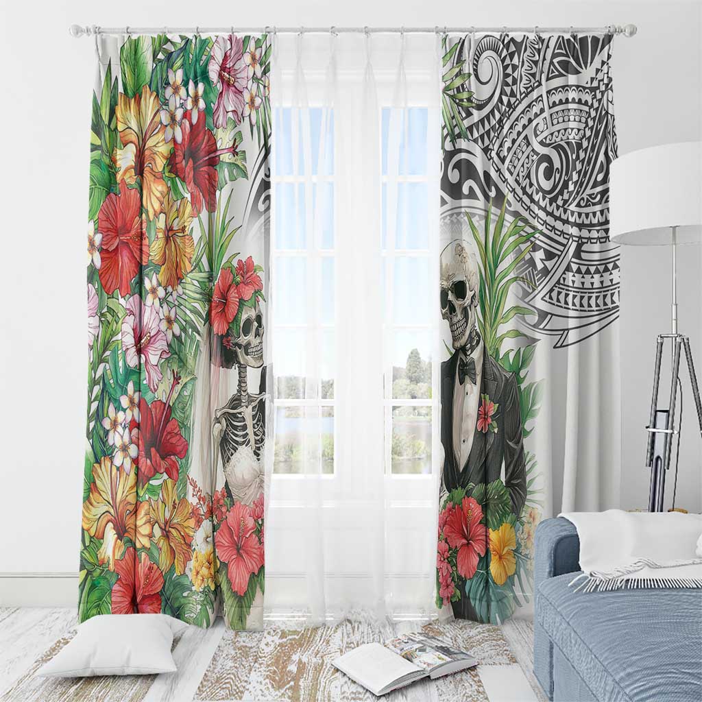 Skeleton Love for Valentine’s Day Window Curtain Polynesian Tribal Love Forever