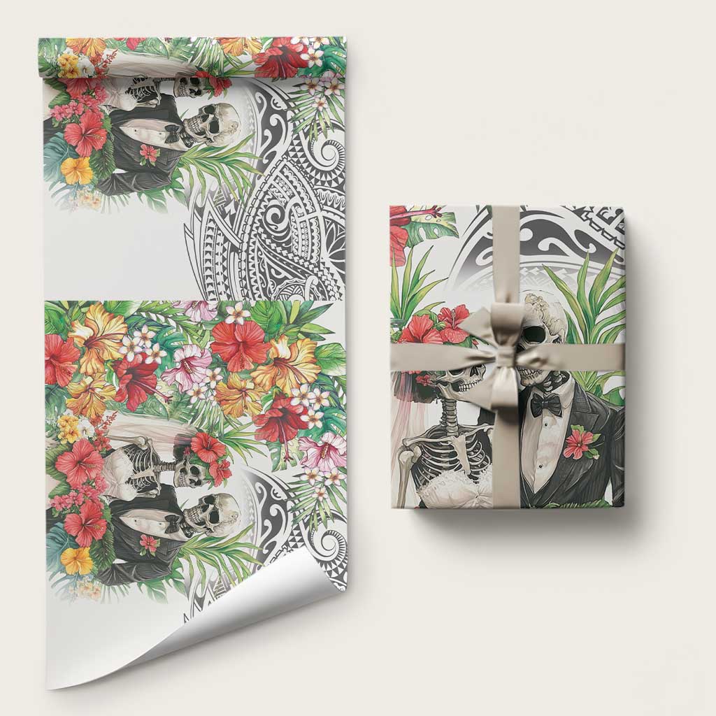Skeleton Love for Valentine’s Day Wrapping Paper Polynesian Tribal Love Forever - Polynesian Pride