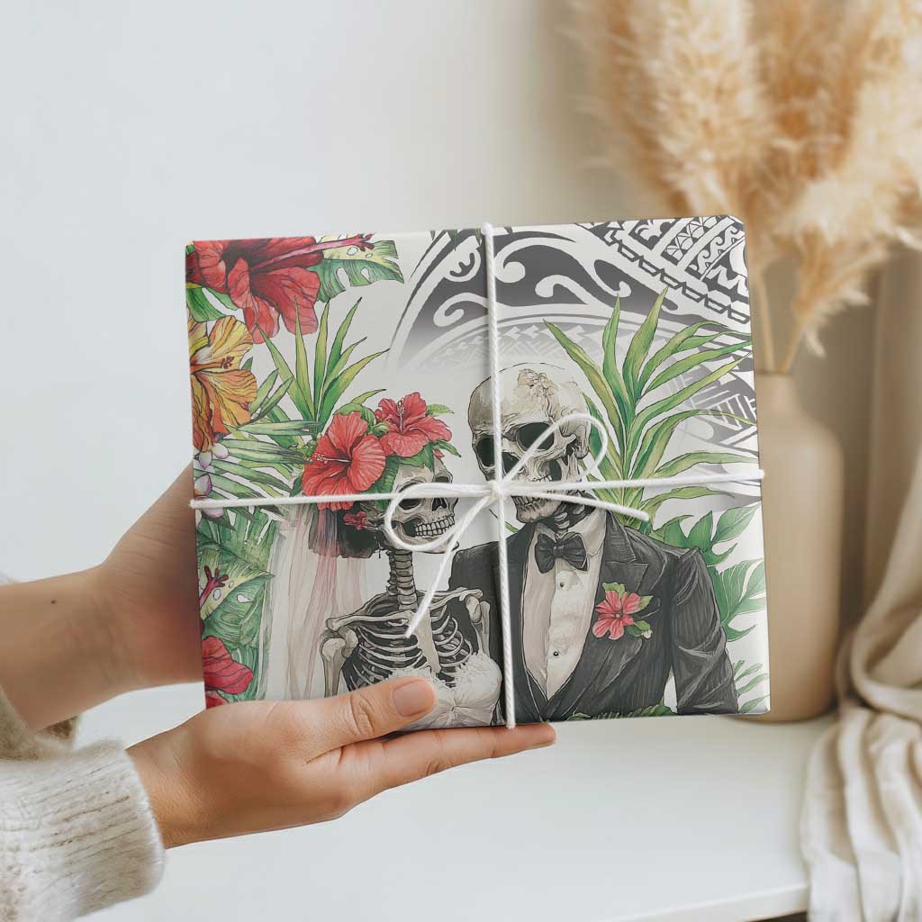 Skeleton Love for Valentine’s Day Wrapping Paper Polynesian Tribal Love Forever - Polynesian Pride