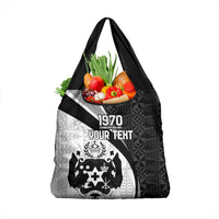 Personalised Tonga Emancipation Day Grocery Bag Since 1970 Ngatu Tribal Pattern
