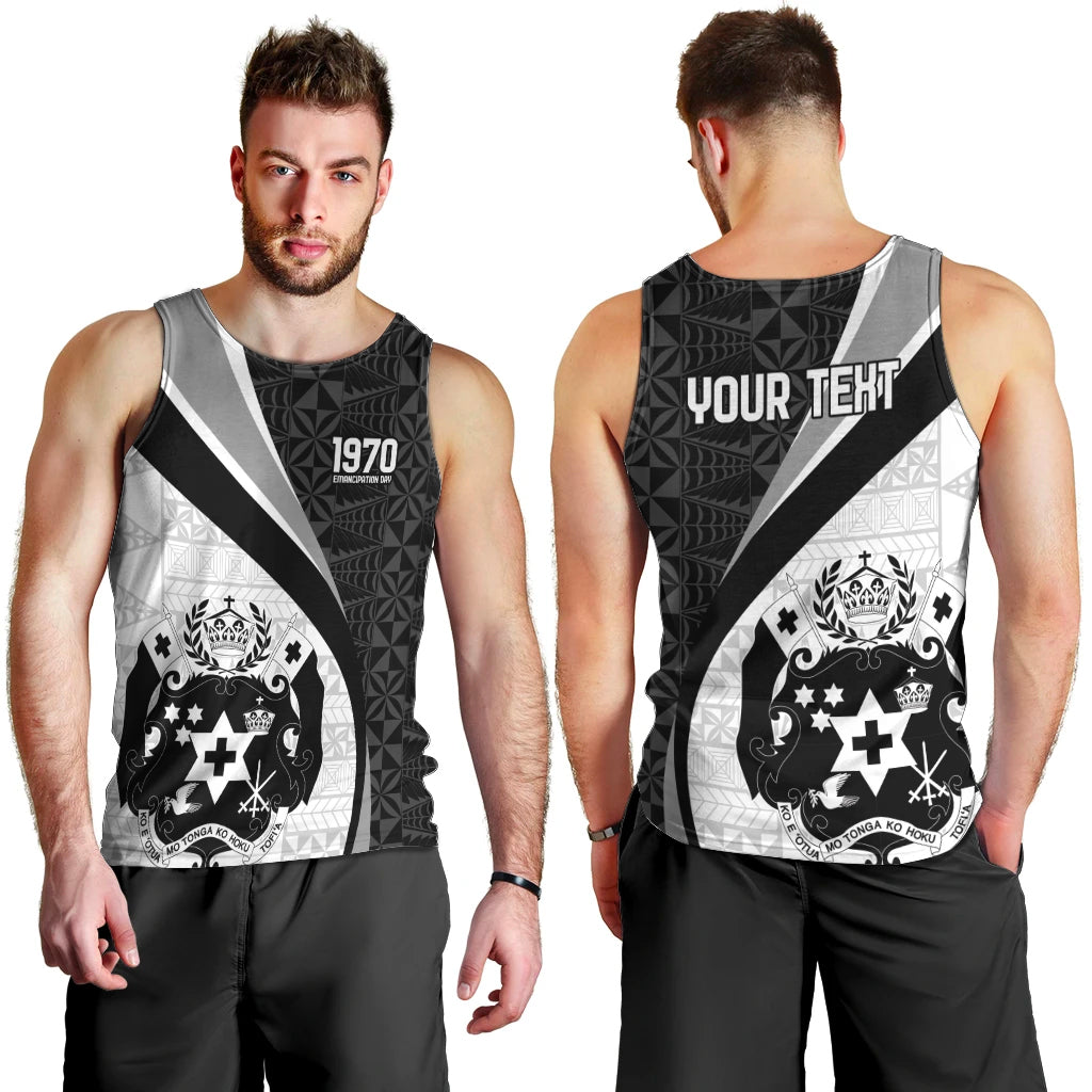 Personalised Tonga Emancipation Day Men Tank Top Since 1970 Ngatu Tribal Pattern