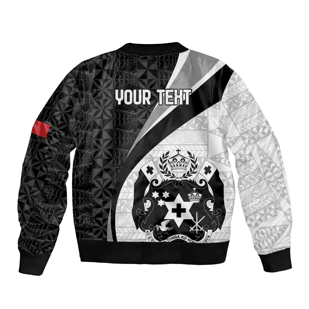 Personalised Tonga Emancipation Day Sleeve Zip Bomber Jacket Since 1970 Ngatu Tribal Pattern