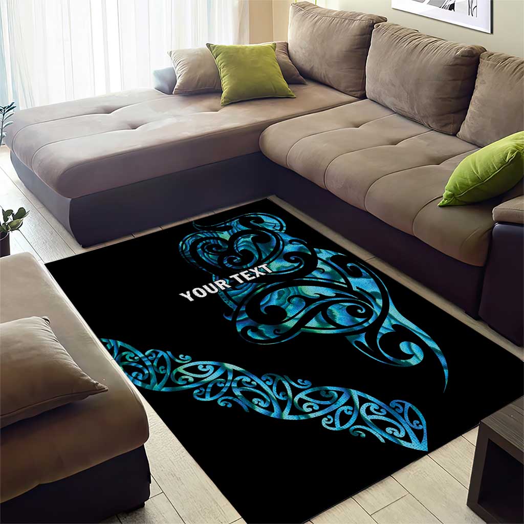 All Black Maori Tribal Tattoo Personalised Area Rug Polynesian Style