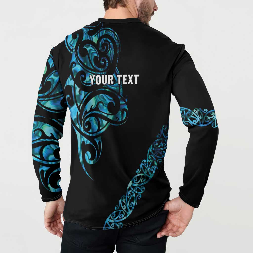All Black Maori Tribal Tattoo Personalised Button Sweatshirt Polynesian Style