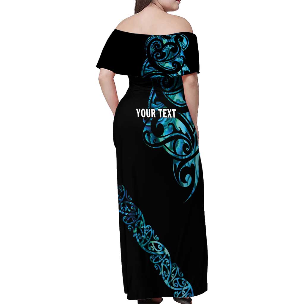 All Black Maori Tribal Tattoo Personalised Family Matching Off Shoulder Maxi Dress and Hawaiian Shirt Polynesian Style