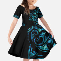 All Black Maori Tribal Tattoo Personalised Family Matching Tank Maxi Dress and Hawaiian Shirt Polynesian Style