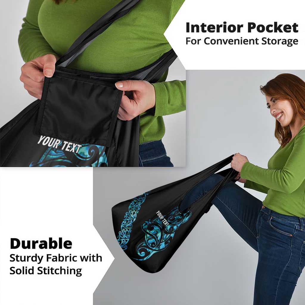 All Black Maori Tribal Tattoo Personalised Grocery Bag Polynesian Style