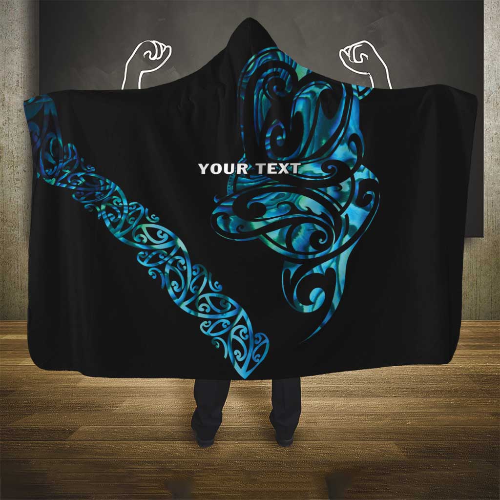 All Black Maori Tribal Tattoo Personalised Hooded Blanket Polynesian Style