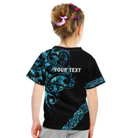 All Black Maori Tribal Tattoo Personalised Kid T Shirt Polynesian Style