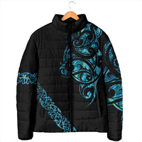 All Black Maori Tribal Tattoo Personalised Padded Jacket Polynesian Style - Polynesian Pride