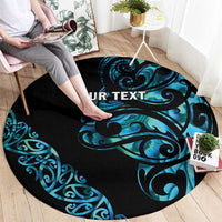 All Black Maori Tribal Tattoo Personalised Round Carpet Polynesian Style