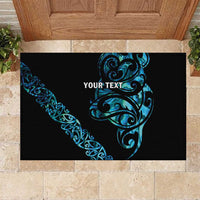 All Black Maori Tribal Tattoo Personalised Rubber Doormat Polynesian Style