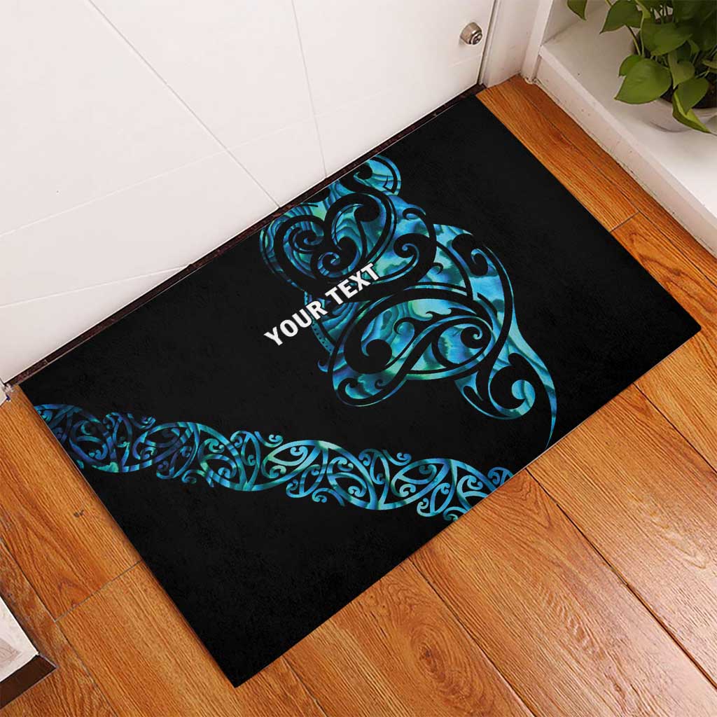 All Black Maori Tribal Tattoo Personalised Rubber Doormat Polynesian Style