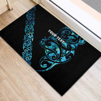 All Black Maori Tribal Tattoo Personalised Rubber Doormat Polynesian Style