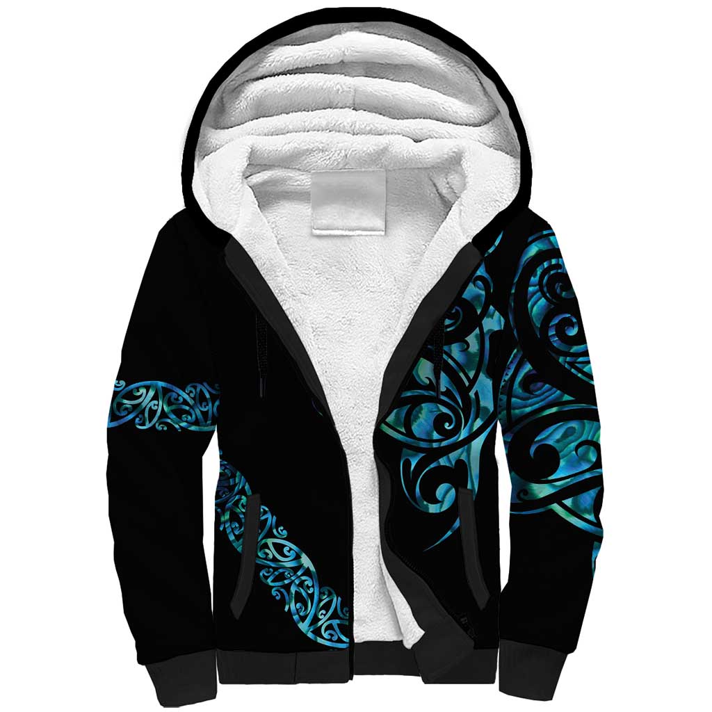 All Black Maori Tribal Tattoo Personalised Sherpa Hoodie Polynesian Style