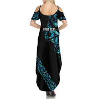 All Black Maori Tribal Tattoo Personalised Summer Maxi Dress Polynesian Style