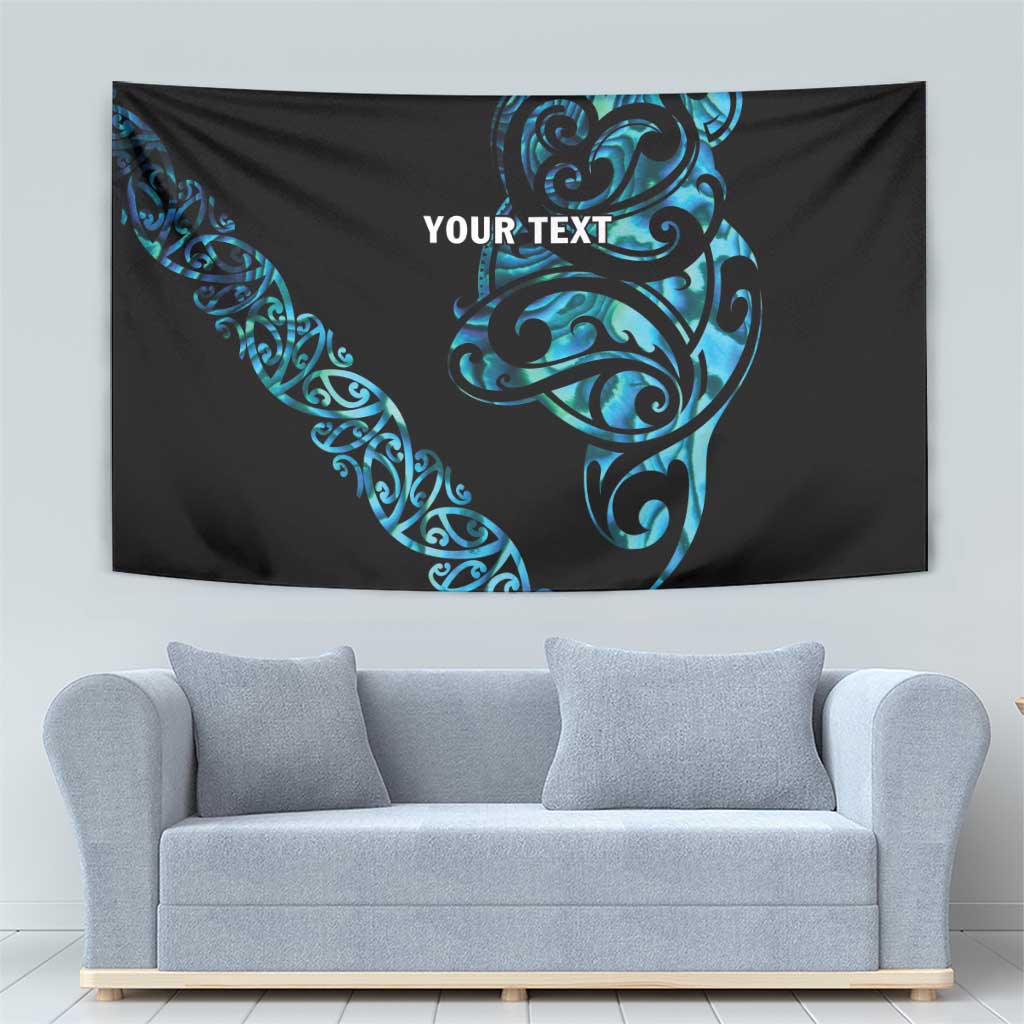 All Black Maori Tribal Tattoo Personalised Tapestry Polynesian Style