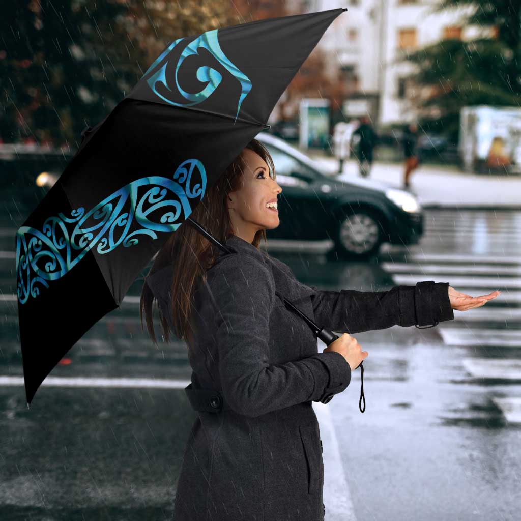 All Black Maori Tribal Tattoo Personalised Umbrella Polynesian Style - Polynesian Pride