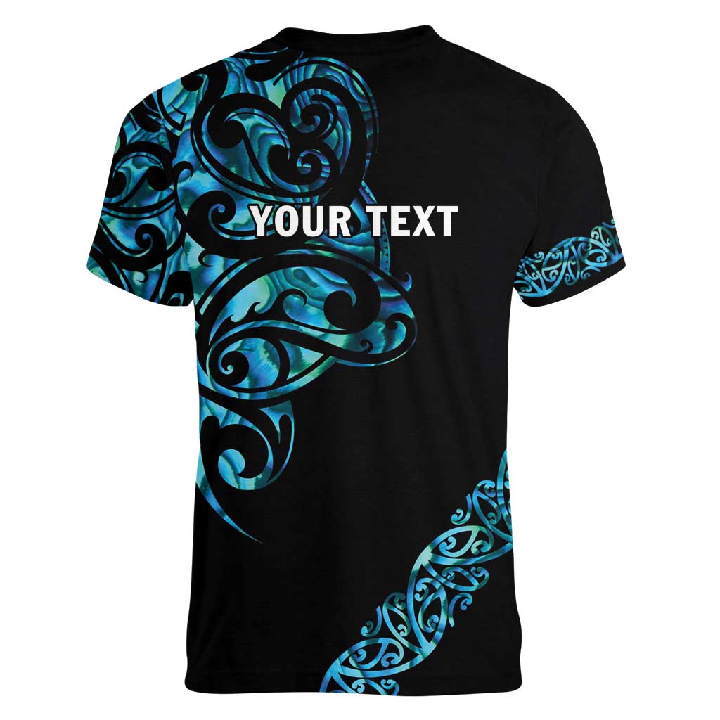 All Black Maori Tribal Tattoo Personalised Women V-Neck T-Shirt Polynesian Style