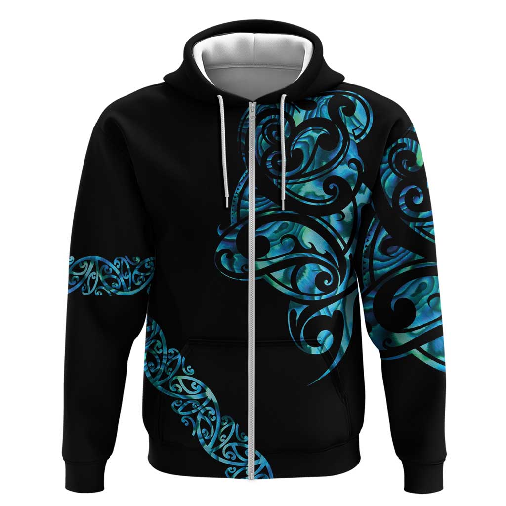 All Black Maori Tribal Tattoo Personalised Zip Hoodie Polynesian Style
