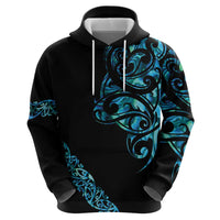 All Black Maori Tribal Tattoo Personalised Zip Hoodie Polynesian Style