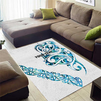 All White Maori Tribal Tattoo Personalised Area Rug Polynesian Style