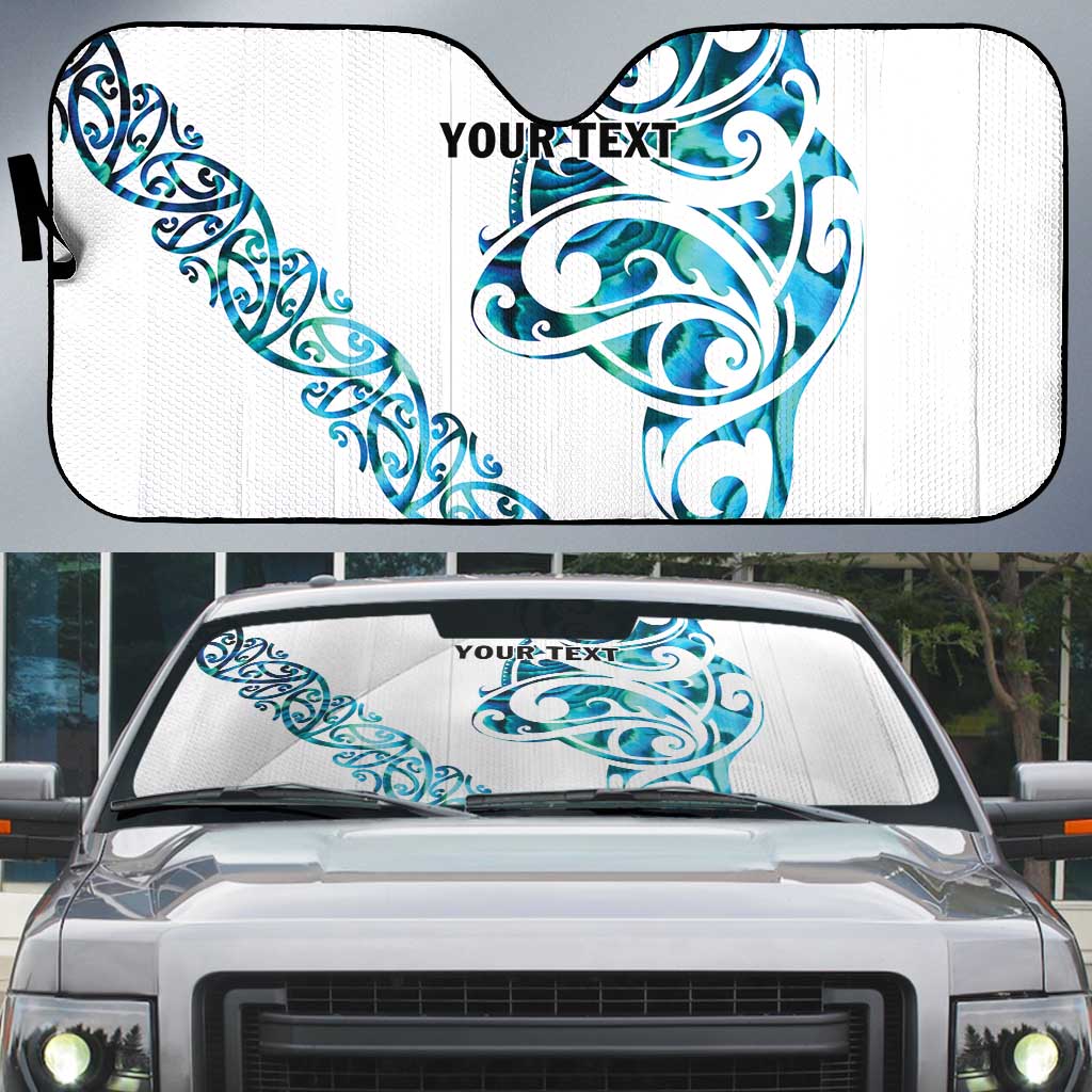 All White Maori Tribal Tattoo Personalised Auto Sun Shade Polynesian Style - Polynesian Pride