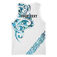 All White Maori Tribal Tattoo Personalised Basketball Jersey Polynesian Style - Polynesian Pride