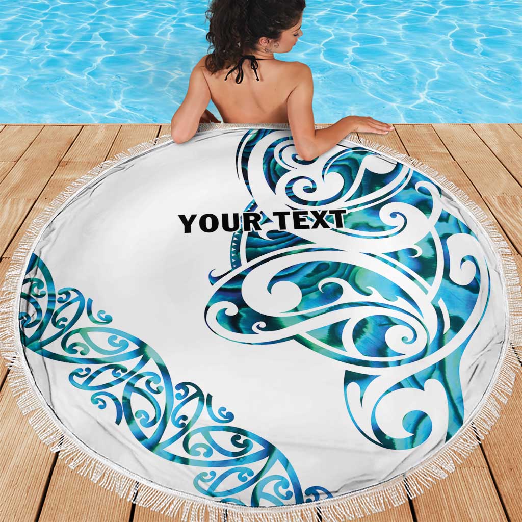 All White Maori Tribal Tattoo Personalised Beach Blanket Polynesian Style