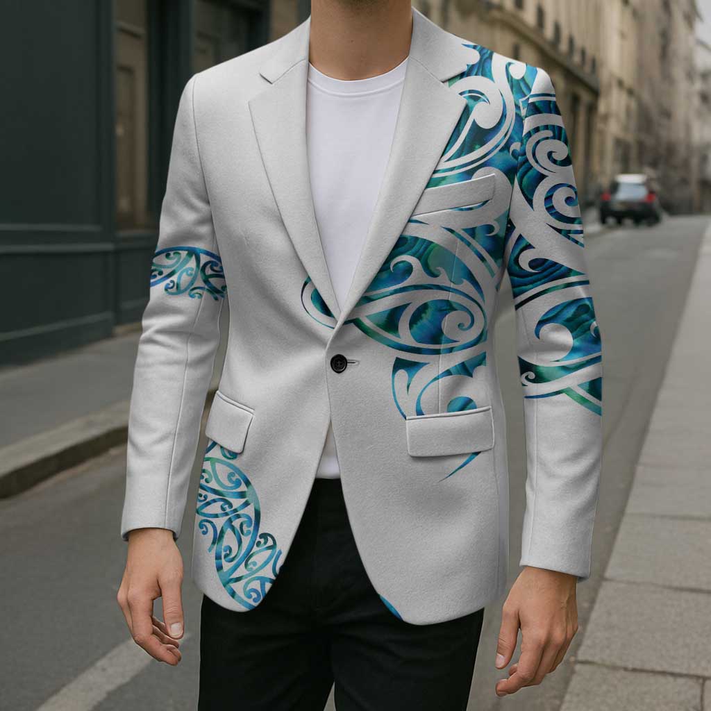 All White Maori Tribal Tattoo Personalised Blazer Polynesian Style - Polynesian Pride