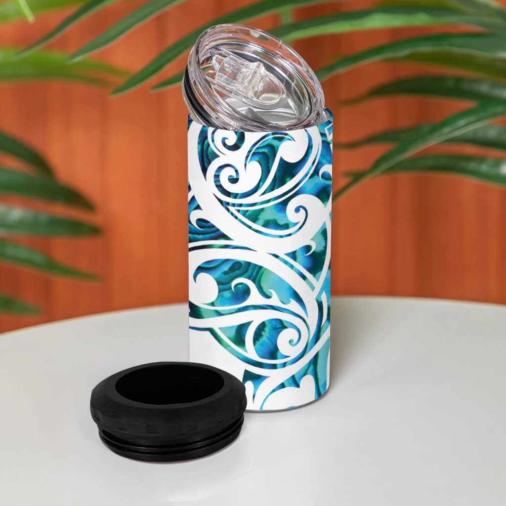 All White Maori Tribal Tattoo Personalised 4 in 1 Can Cooler Tumbler Polynesian Style