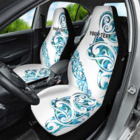 All White Maori Tribal Tattoo Personalised Car Seat Cover Polynesian Style